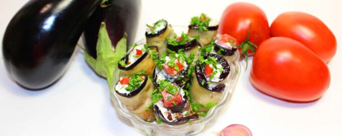 Закуска из баклажанов (чесночные рулеты)