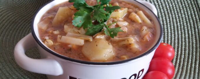 Овощное рагу со стручковой фасолью и кабачками