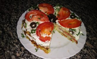 Закусочный торт из кабачков