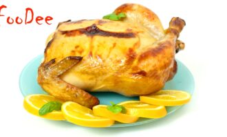 Праздничная курица с апельсинами в духовке