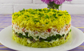 Картофельный салат с сардиной и крабовыми палочками Аристократ