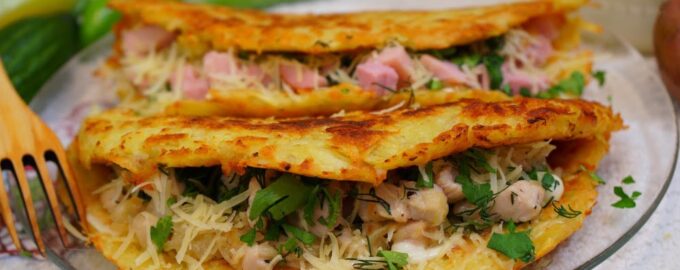 Вкуснейшие драники с мясной начинкой!