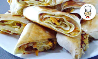 Закусочные Лавашики с капустой и грибами