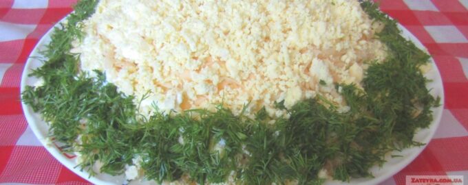 Слоёный салат «Курица под шубой»