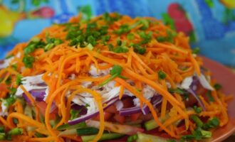 Восточный овощной салат с куриной грудкой