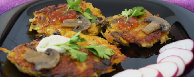 Постные картофельные драники с грибами