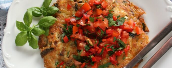Драник с курицей, грибами и сыром