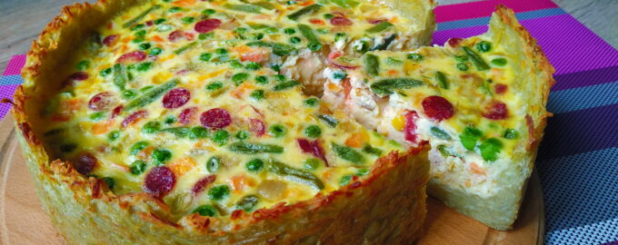Картофельный пирог Драник с мясной начинкой
