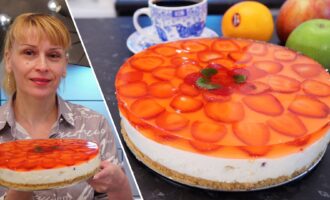 Клубничный торт с творогом без выпечки