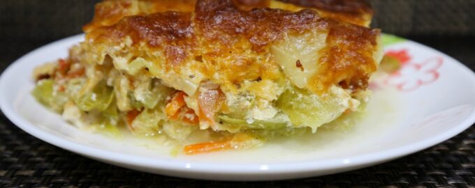 Овощная запеканка с курицей в духовке