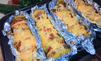 Овощной шашлык. Овощи, запеченные с куриным филе в духовке