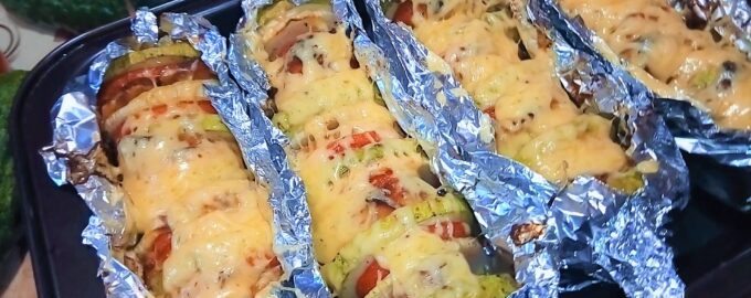 Овощной шашлык. Овощи, запеченные с куриным филе в духовке