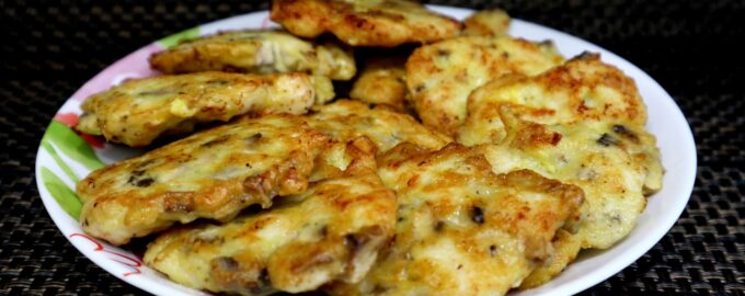 Оладьи из курицы и шампиньонов