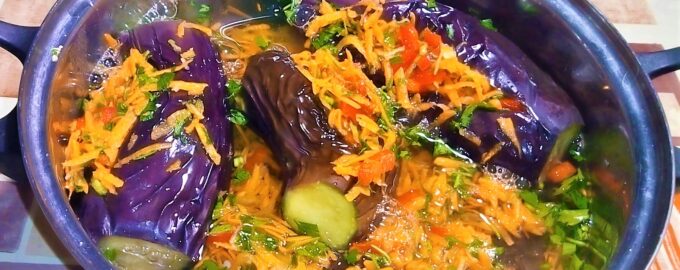 Квашеные баклажаны с морковью и сладким перцем. Соленые баклажаны