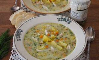 Суп рассольник с перловкой и сливками
