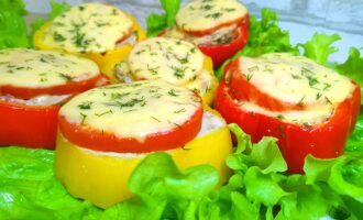 Фаршированные кольца. Горячее блюдо из сладкого перца, мясного фарша и картофеля