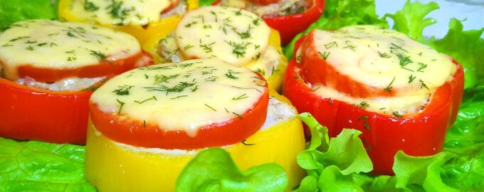 Фаршированные кольца. Горячее блюдо из сладкого перца, мясного фарша и картофеля