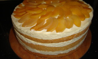 Бисквитный персиковый торт. Очень вкусно и просто