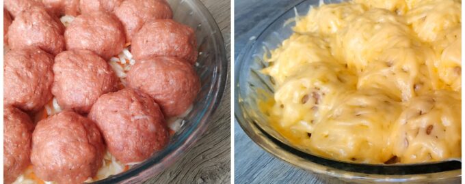 Горячее блюдо из фарша, картофеля и капусты