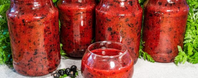Чёрная смородина перетертая с сахаром на зиму