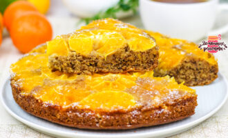 Пирог с мандаринами и миндальным тестом без яиц и молока