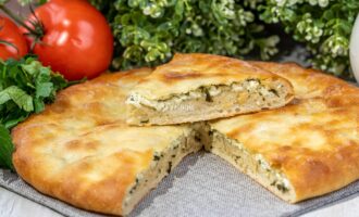 Осетинский пирог с зеленью и сыром на кефире