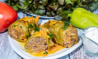 Болгарские перцы фаршированные мясным фаршем с рисом