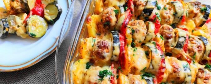 Кабачковая запеканка с фаршем