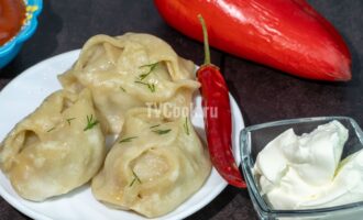 Манты из заварного теста с мясным фаршем