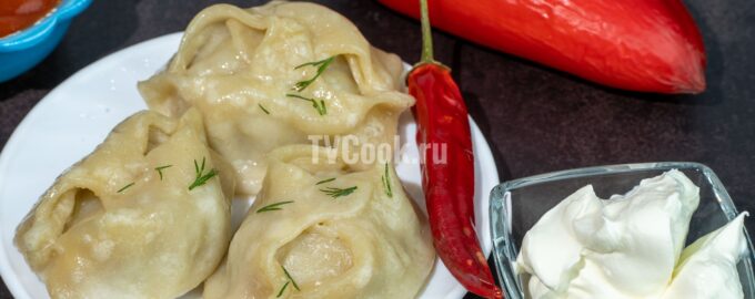 Манты из заварного теста с мясным фаршем