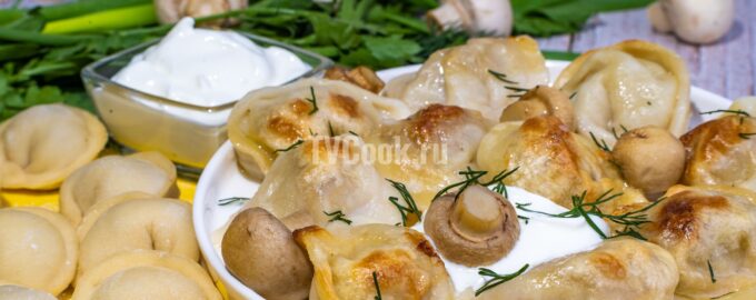 Пельмени с грибами запеченные в духовке
